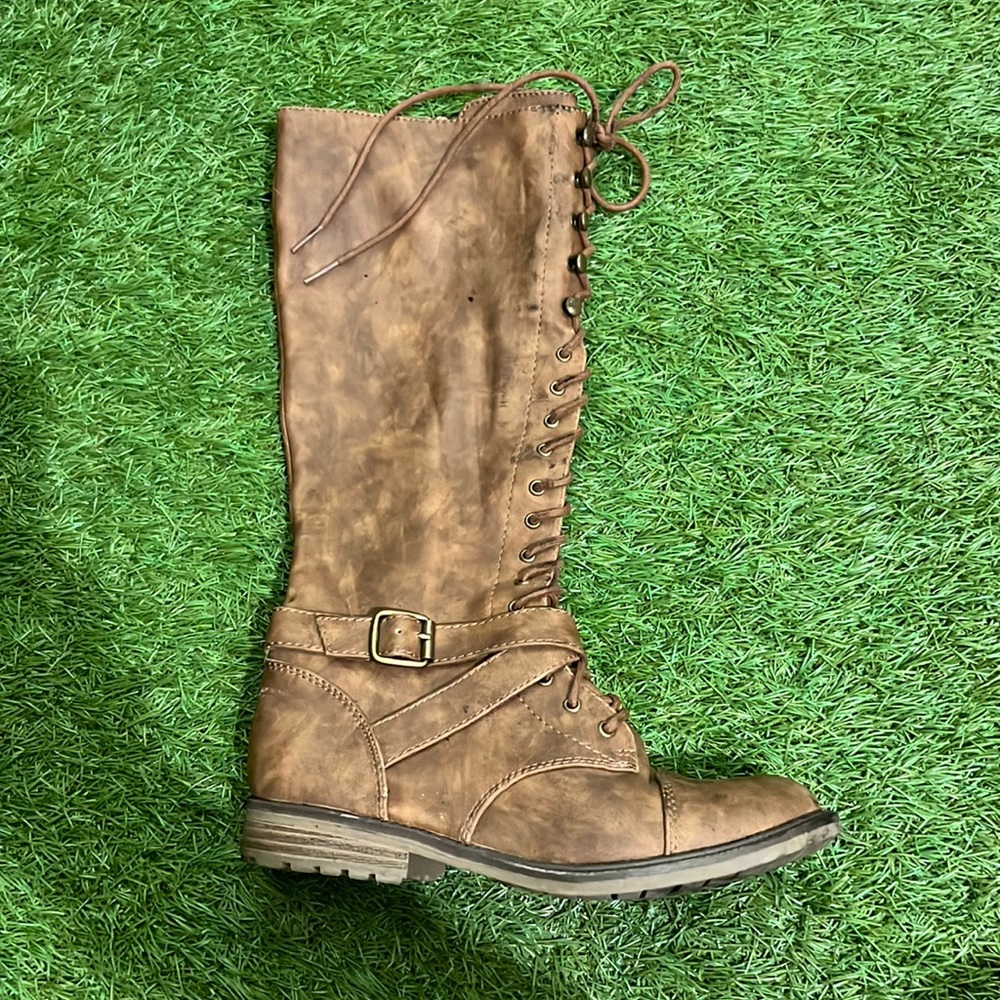 High brown boots